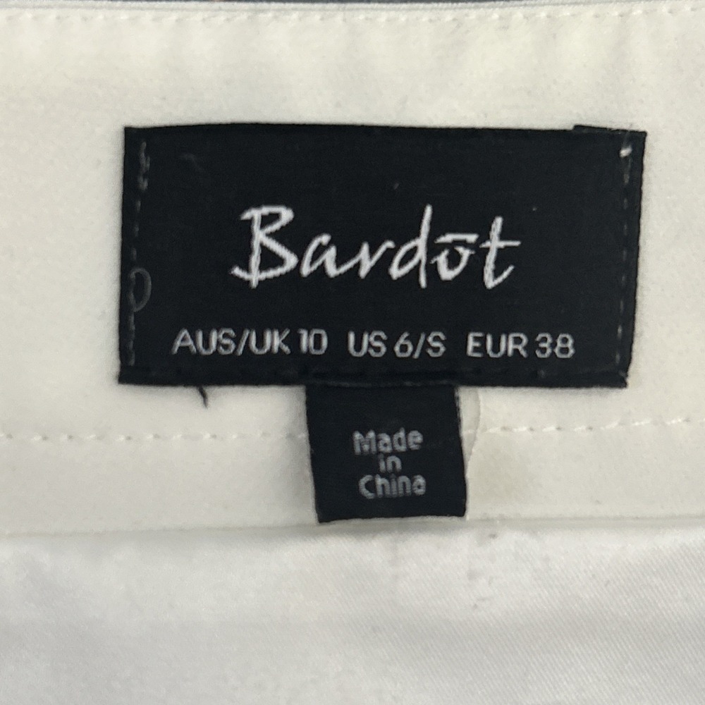 Bardot Off White Pencil Skirt US 6 Midi Studded Slit Detail Party Evening Work - Picture 4 of 7